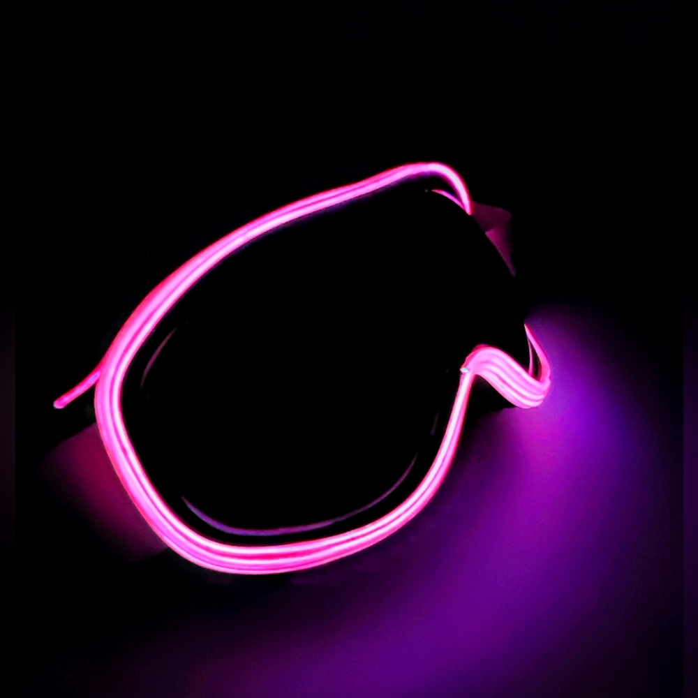 Custom Light up Supertrip Rave Goggles. Pink neon light.